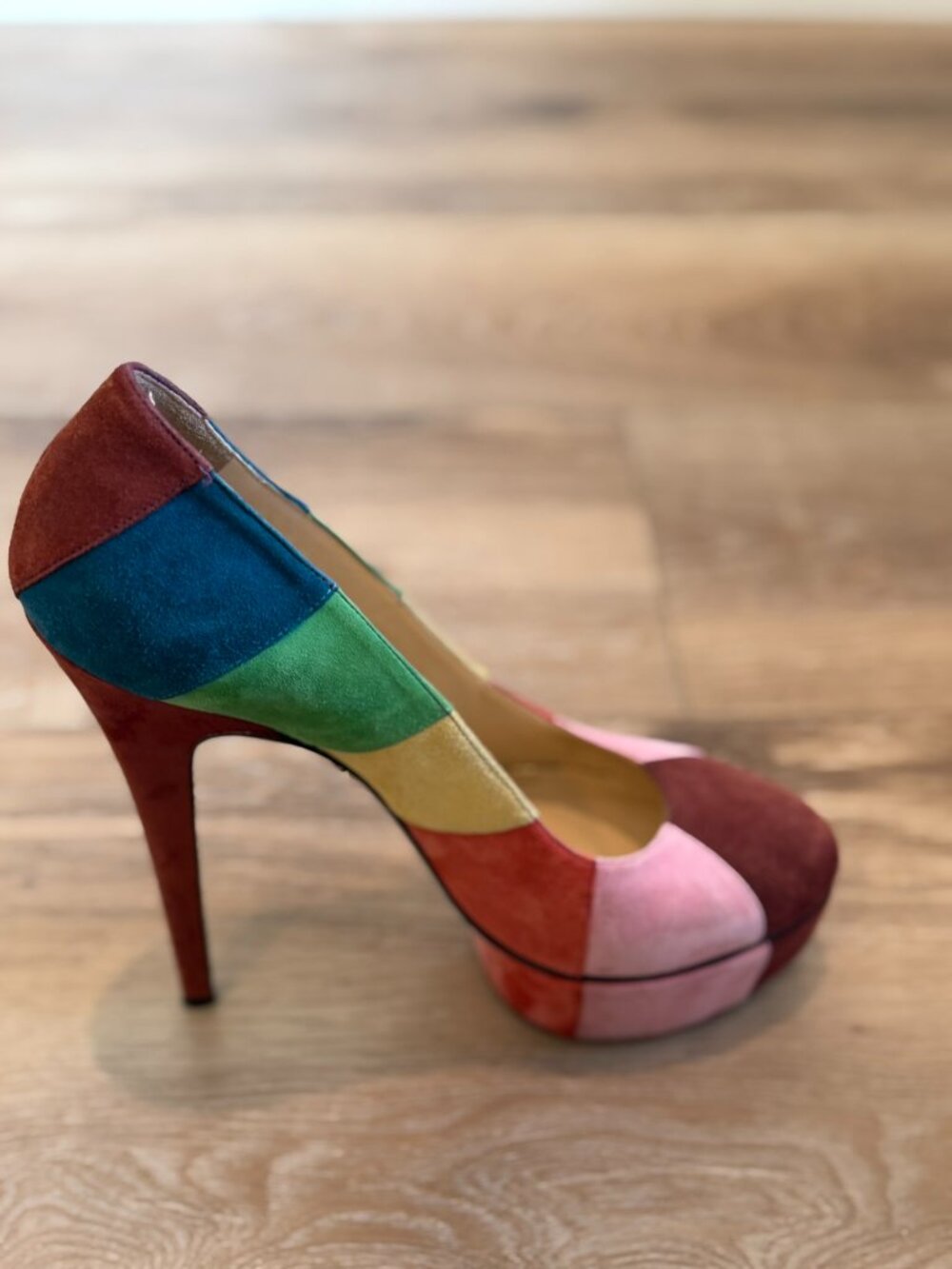 Charlotte Olympia Rainbow Suede Patchwork Pumps - Size 40 - Picture 3 of 10